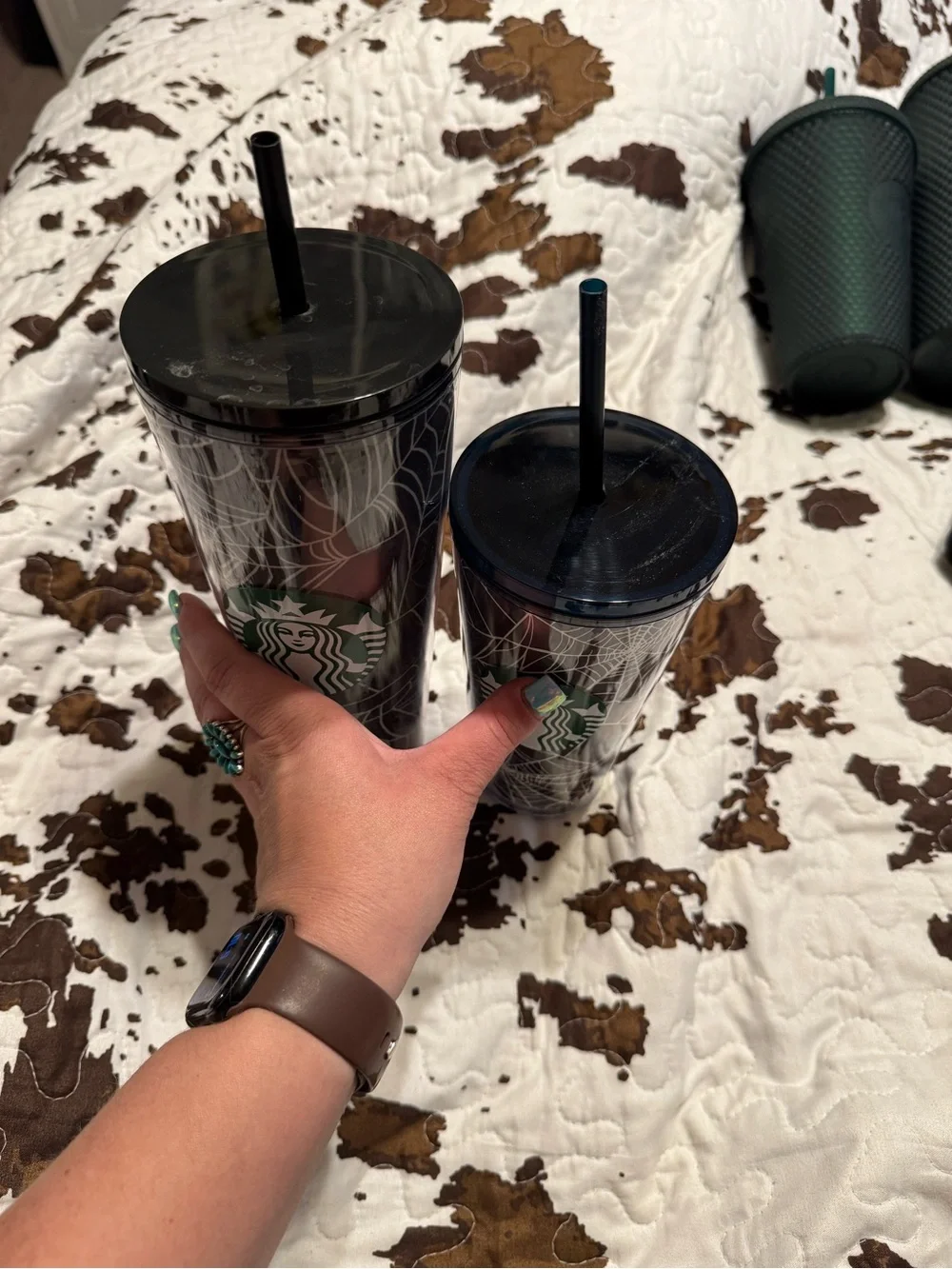 Starbucks Black Spiderweb Reusable Tumbler with Straw - Set of 2